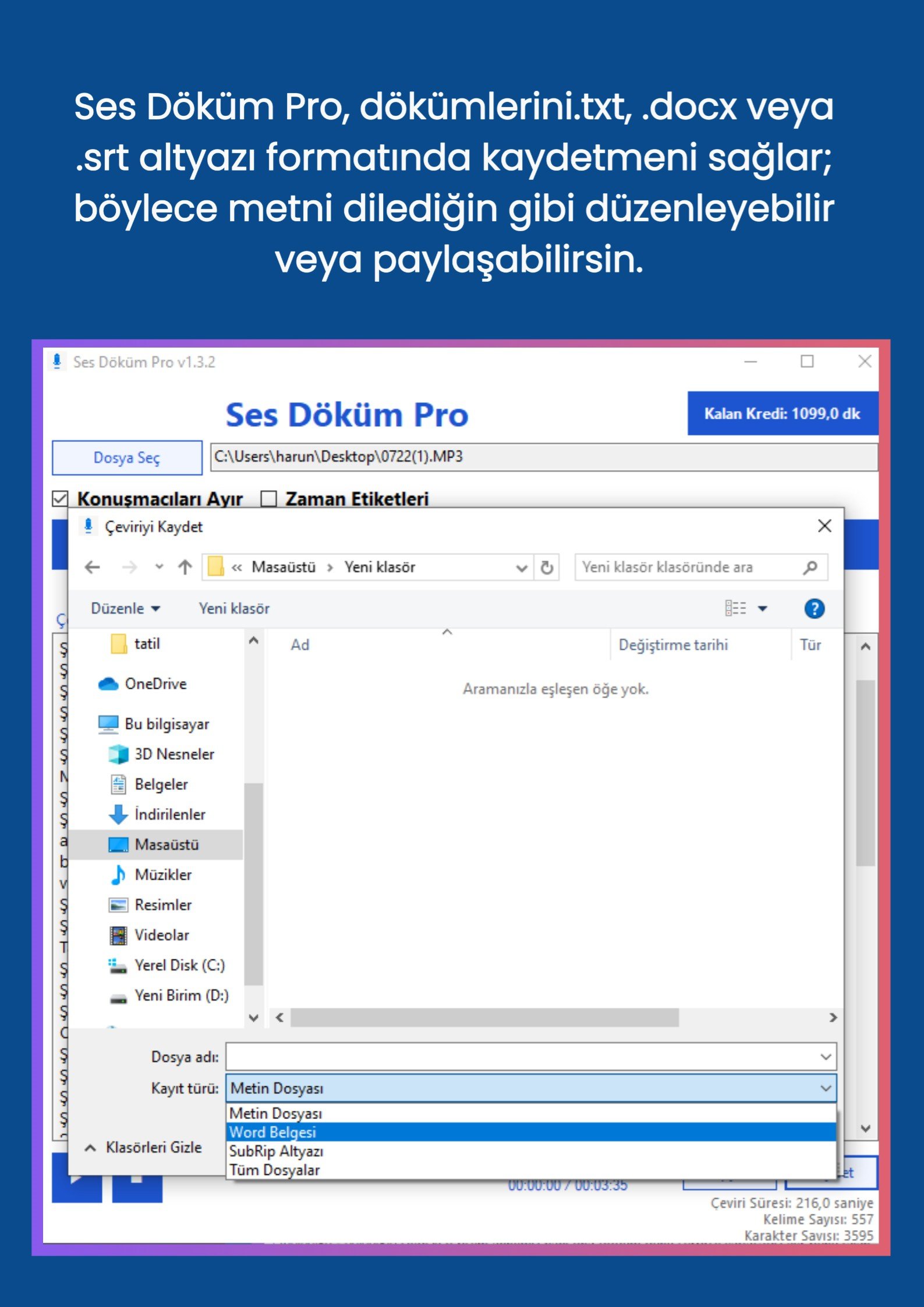 Ses Döküm Pro - Zaman Damgası ve Düzenleme Özelliği
